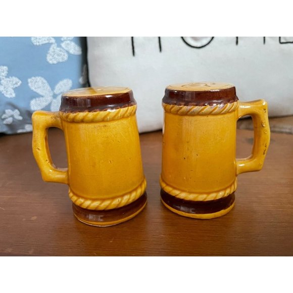 1974 World's Fair Spokane, USA Salt & Pepper Ceramic Mug Shaker Set, Japan - Picture 4 of 7